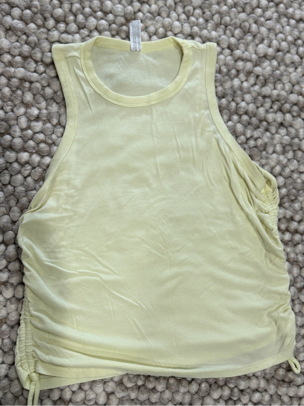 all in motion Light Yellow Ribbed Side-Ruched Tank Top